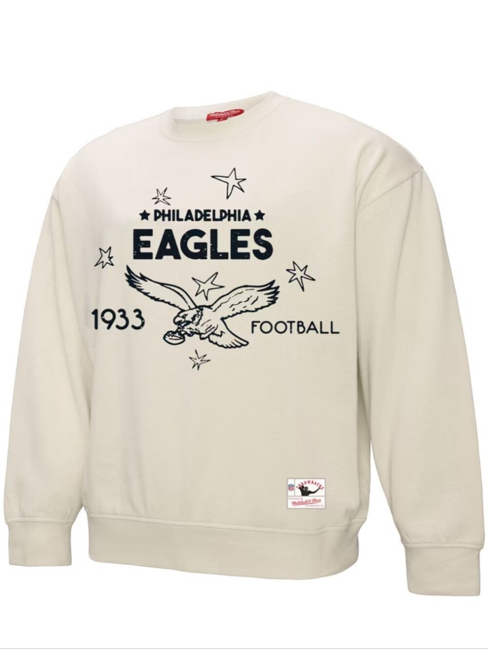 NWT Mitchell & Ness Cream Philadelphia Eagles Shooting Stars Pullover Sweatshirt